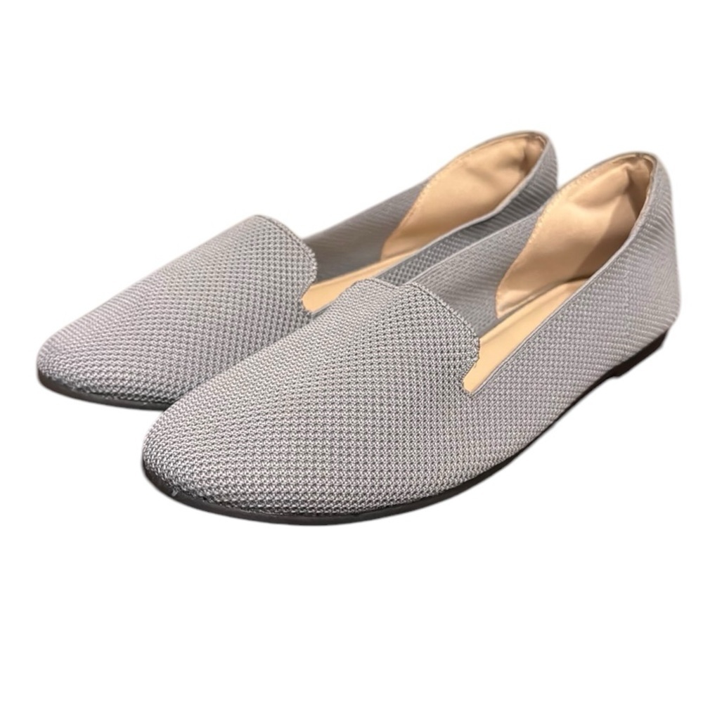 Ataiwee Gray slip on flats round toe fabric 7.5W wide width